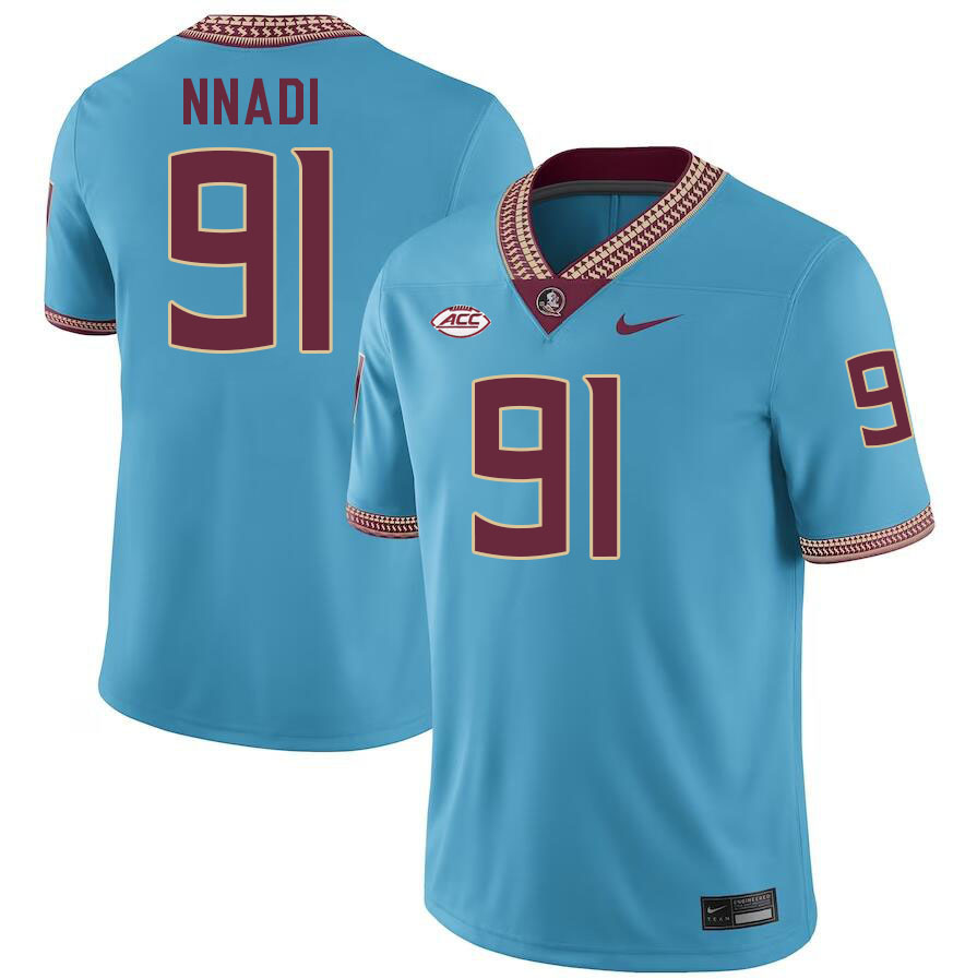 #91 Derrick Nnadi Florida State Seminoles Jerseys Football Stitched-Turquoise